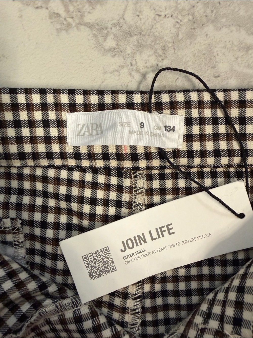 ✨Zara Kids | Girls Brown, Blk, Ivory Gingham Flare Pants | Sz 9 - Picture 3 of 6